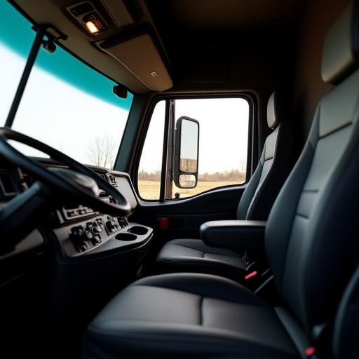 Interior of a modern semi-truck cab